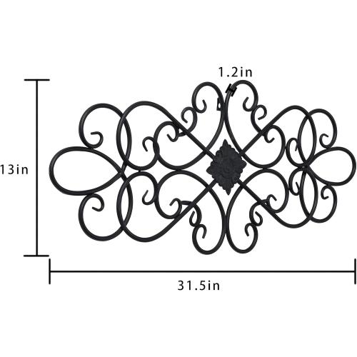 Présentation de Décoration murale fer forgé noir, métal suspendu, vintage en situation