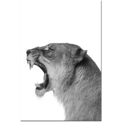 Affiche Lion Lionne Noir Blanc Art Animaux Murale en situation