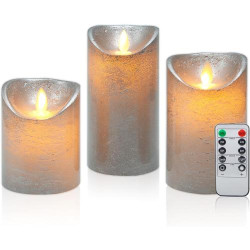 Présentation Bougies LED Cire Véritable Argent, Télécommande, Minuterie