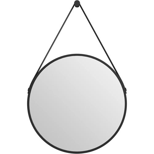 Présentation de Zoom sur Miroir Rond Noir Mat, Design Élégant, Talos