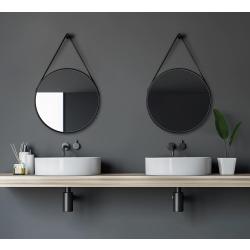 Présentation Miroir Rond Noir Mat, Design Élégant, Talos