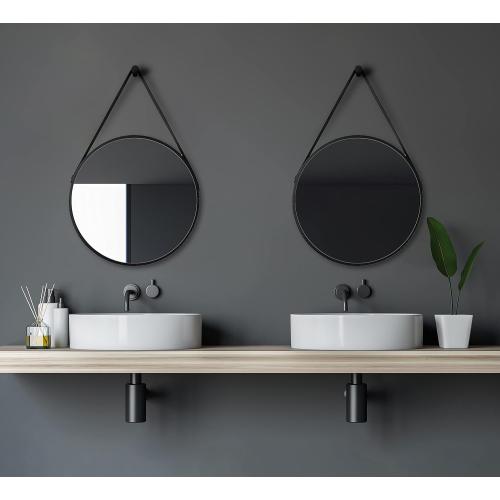 Présentation de Présentation Miroir Rond Noir Mat, Design Élégant, Talos