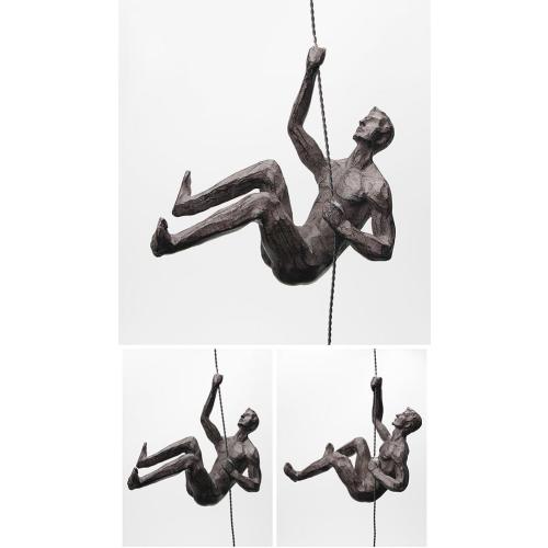 Présentation de Zoom sur Sculpture murale homme rétro nordique résine, déco cuivre noir