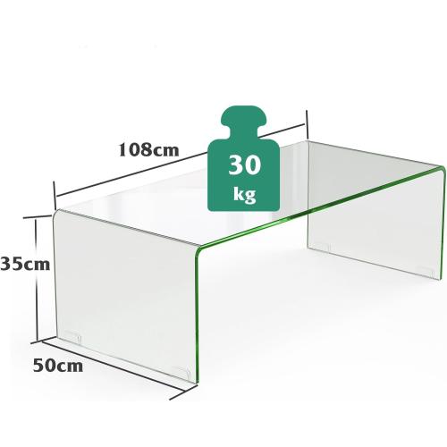 Présentation de Zoom sur Table Basse Verre Trempé, Design Moderne, Meuble Transparent