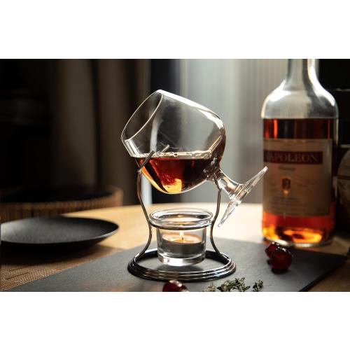 Présentation de Zoom sur Verre Cognac, Brandy, Support Métal, 3 pièces