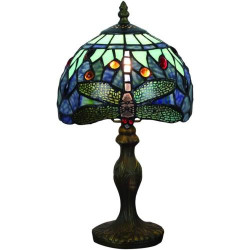 Présentation Tokira Lampe Table Tiffany Libellule Bleu Vitrail