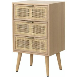 Présentation Commode 3 Tiroirs Cannage Rotin Naturel, Design Élégant