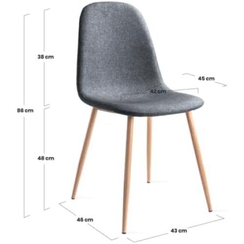 Présentation de Zoom sur Pack 2 Chaises Moderne Gris Anthracite Salon Salle à Manger Chambre