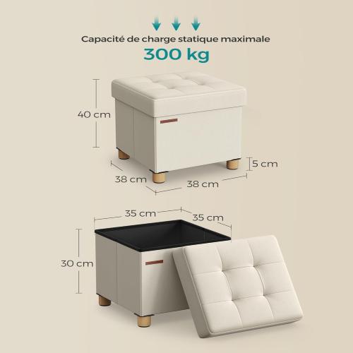 Présentation de Tabouret Pliable SONGMICS avec Espace de Rangement et Repose-Pieds en situation