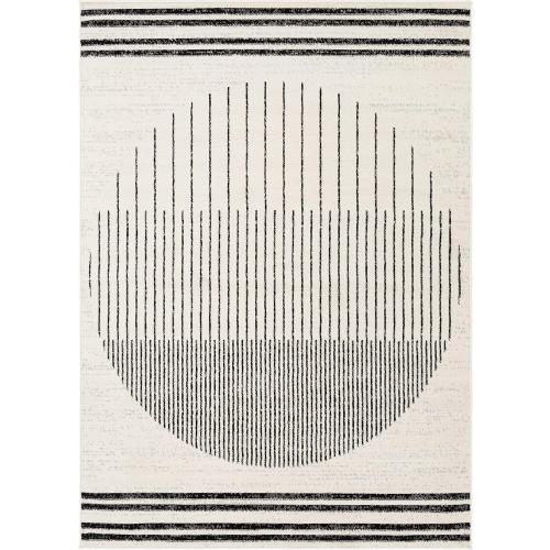 Présentation de Zoom sur Tapis géométrique scandinave noir, blanc, gris, design bohème