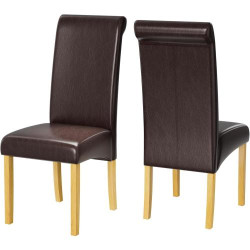 Présentation Chaises salle à manger cuir marron contemporain, 2 pièces