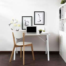 Table Bureau Moderne Rebecca Mobili, Blanc, MDF Acier en situation