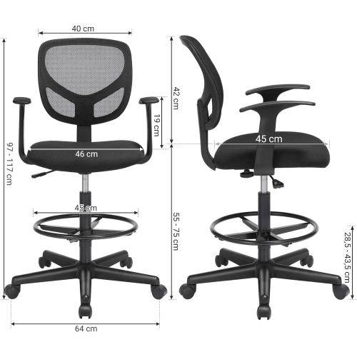 Présentation de Zoom sur Fauteuil Bureau Ergonomique SONGMICS, Noir, Repose Pieds