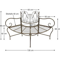 Banc de Jardin Circulaire Dandibo, Métal, 2 Places en situation