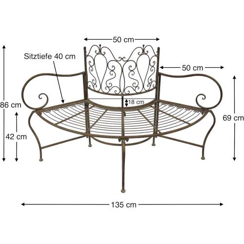 Présentation de Banc de Jardin Circulaire Dandibo, Métal, 2 Places en situation