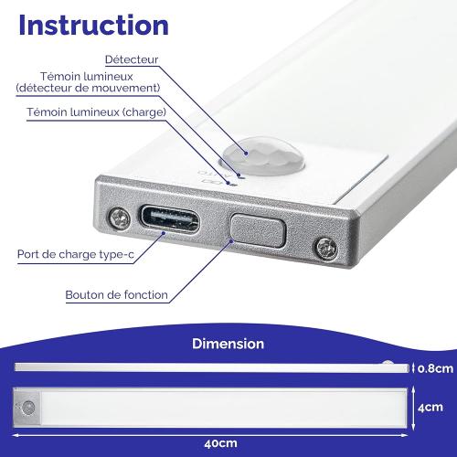 Lampe LED Rechargeable, Détecteur Mouvement, 6000K, Dimmable en situation