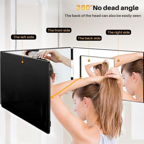 Présentation de Zoom sur Miroir 360 Coiffure GOQELK, Portable, Pliable, Triptyque