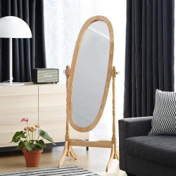 Présentation Miroir ovale sur pied bois vieilli Livinia