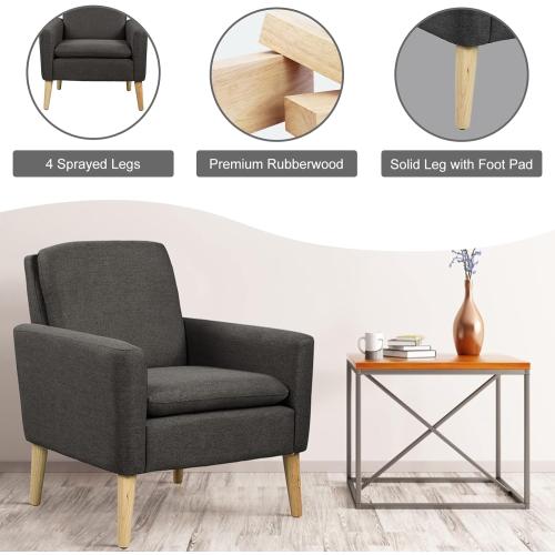 Présentation de Zoom sur Fauteuil confortable Marketero, canapé rembourré doux, noir