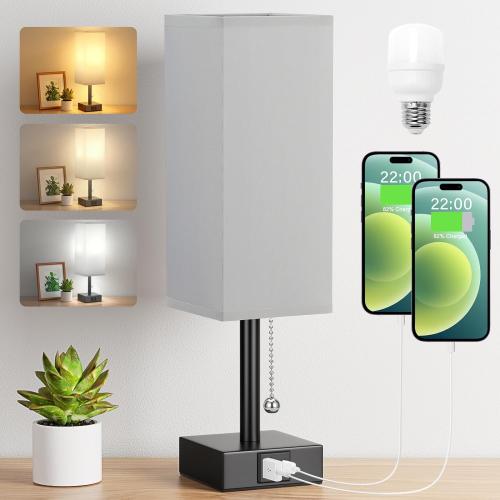 Présentation de Présentation Lampe de Chevet Kakanuo avec Ports USB - Idéale pour Chambre et Salon