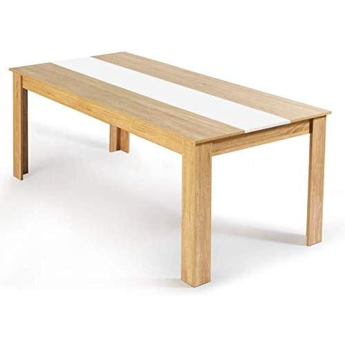 Présentation de Présentation Table à Manger Rectangle Georgia 8 Personnes Imitation Hêtre, Blanche