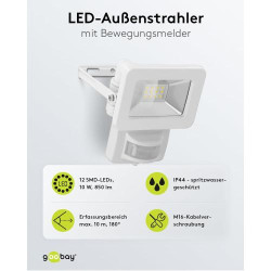 Projecteur LED 10W, détecteur mouvement, blanc neutre en situation