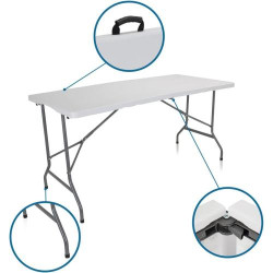 Table Pliable Camping hjh OFFICE, Plastique Blanc, Jardin en situation