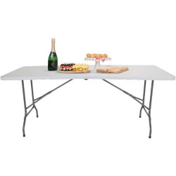 Présentation Table Pliable Camping hjh OFFICE, Plastique Blanc, Jardin