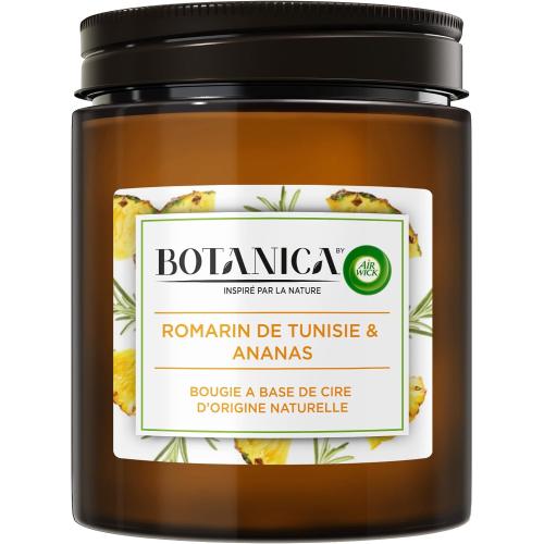 Présentation de Bougie Parfumée Air Wick Botanica Romarin, Ananas, Naturelle en situation