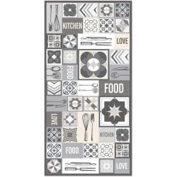 Présentation Tapis Vinyle Cuisine Antidérapant Lavable Gris 60x110 cm