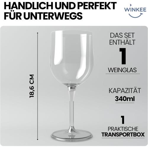 Présentation de Zoom sur Winkee Verre à Vin To Go, Accessoire Camping Pratique