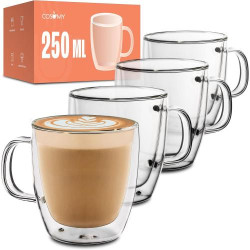 Présentation Verres Double Paroi Cappuccino, Cosumy, Boîte Cadeau