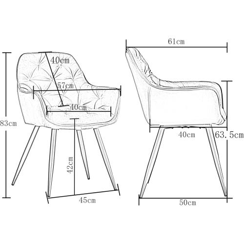 Présentation de Zoom sur Chaises salle à manger rembourrées velours épais AINPECCA, jaune