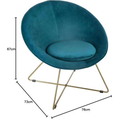 Présentation de Zoom sur Fauteuil Evan Velours Bleu Canard, Atmosphera