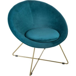 Présentation Fauteuil Evan Velours Bleu Canard, Atmosphera