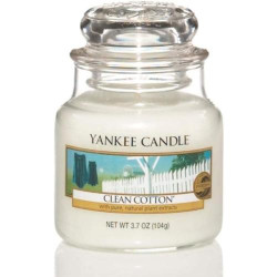 Présentation Yankee Candle Bougie Parfumée Clean Cotton, Petite