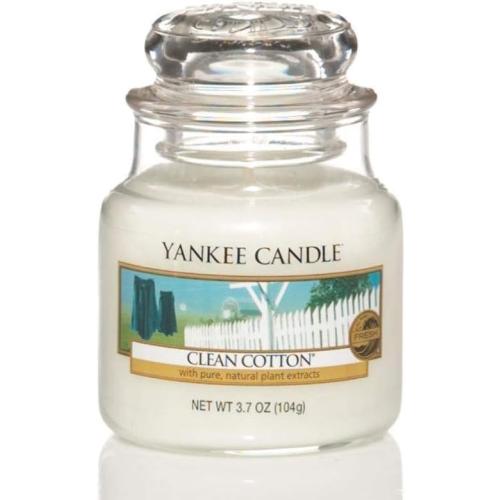 Présentation de Présentation Yankee Candle Bougie Parfumée Clean Cotton, Petite