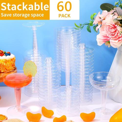 Présentation de Zoom sur Verres Plastique 120ml, 60 Pièces, Gobelets Cocktail, Transparent