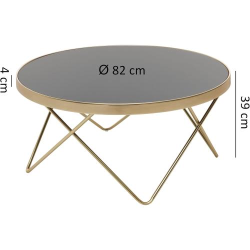 Présentation de Zoom sur Table Basse Dana Noir Or Mat, Verre, Métal, Moderne