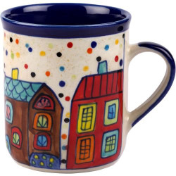 Présentation Tasse café céramique motif ville multicolore, Gall Amp Zick