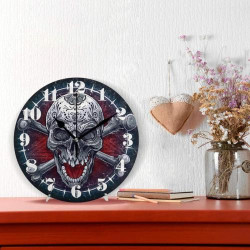 Horloge murale silencieuse, motif tête de mort mexicaine en situation