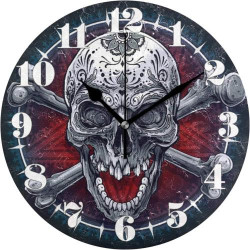 Présentation Horloge murale silencieuse, motif tête de mort mexicaine