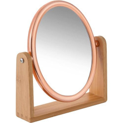 Présentation Miroir maquillage double face grossissant 10x, or rose