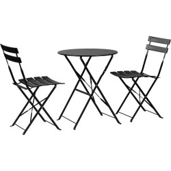 Présentation Bistro Set 3 Pièces Noir, Meubles de Jardin Pliants