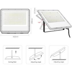 Projecteur LED extérieur 200W, 20000LM, étanche IP65 en situation