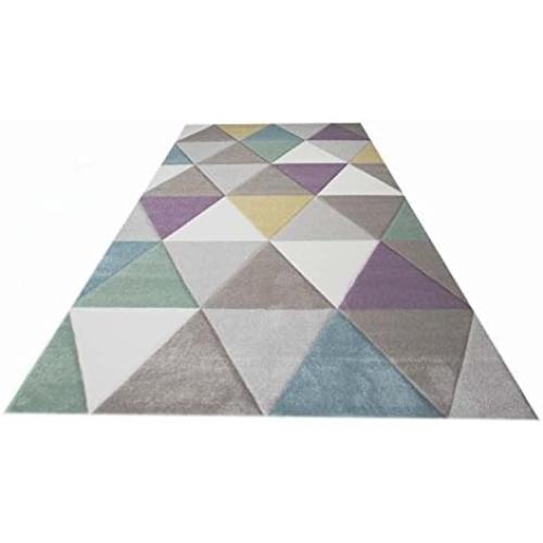 Présentation de Zoom sur Tapis Contemporain Diamant Turquoise Violet Moutarde Teppich-Traum