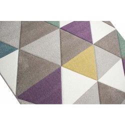 Tapis Contemporain Diamant Turquoise Violet Moutarde Teppich-Traum en situation