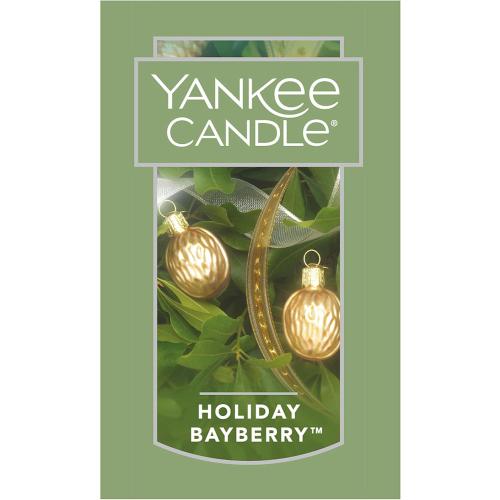 Présentation de Bougie parfumée Holiday Bayberry, Yankee Candle, verre, vert en situation