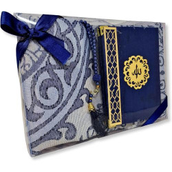 Présentation Coffret cadeau islamique, Coran, tapis prière bleu roi