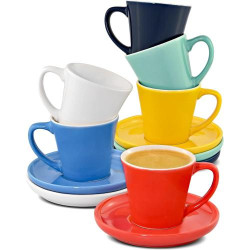 Présentation Tasses à Café Expresso en Céramique Multicolore, Lot 6